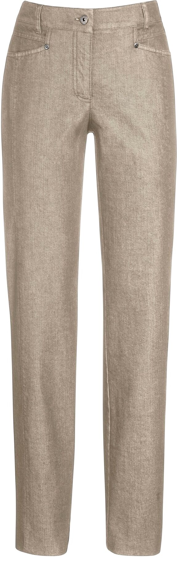 Gerade Jeans COSMA, Damen, Gr. 46, Normalgrössen, beige (berber), 76% Baumwolle, 22% Polyester, 2% Elasthan, unifarben, lang, Jeans Gerade Jeans berber 46, Normalgrössen