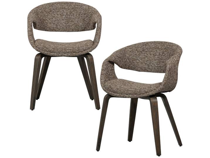 Livetastic Armlehnstuhl-Set Yossi, Braun, Dunkelbraun, teilmassiv, konisch, 57x78x57 cm, Esszimmer, Stühle, Esszimmerstühle, Esszimmerstühle-Set