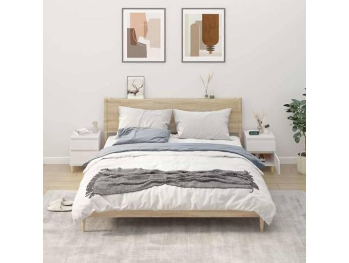 GPWERSDF Nachttische 2 STK. Weiß 40x35x50 cm Holzwerkstoff Beistellschrank 2 Stk., Weiß, 40x35x50 cm, Holzwerkstoff, glatte Oberfläche, feuchtigkeitsbeständig, mit Montageanleitung