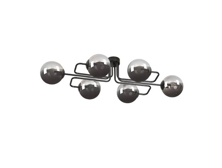 Plafonnier de style vintage avec 6 sphères en verre gris graphite