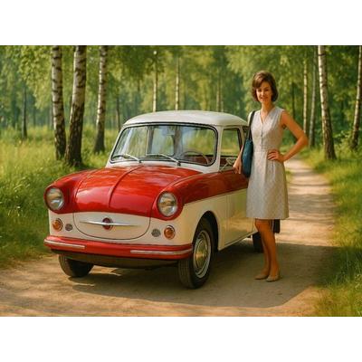 CALVENDO Puzzle Gepflegtes Schätzchen - Trabant 500 | 1000 Teile Lege-Größe 64x48cm Foto-Puzzle für glückliche Stunden