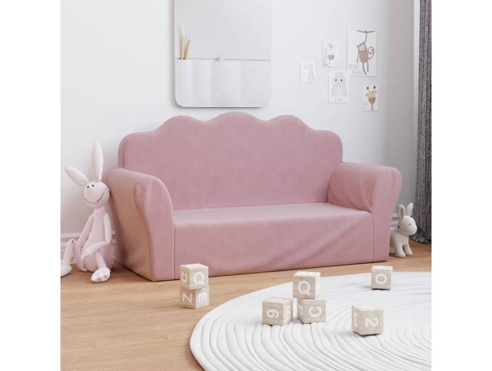 vidaXL Kindersofa 2-Sitzer Rosa Weicher Plüsch