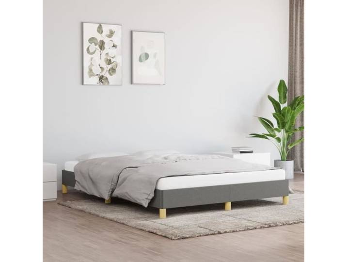 Cadre de lit Fangming - DUOKON - Gris foncé - 160 x 200 cm - Tissu