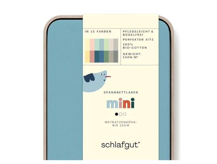 schlafgut Casual Mini Spannbettlaken 70x140 cm Bio-Baumwolle, Petrol Mid