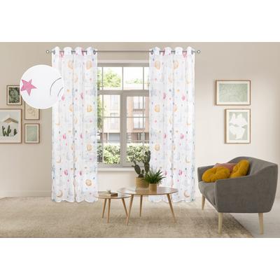 Gardine OTTO HOME "Morgann", bunt (multi), B:140cm H:245cm, Polyester, Gardinen, Gardine, Ösen- Aufhängung, verspieltes Design, transparentes Material