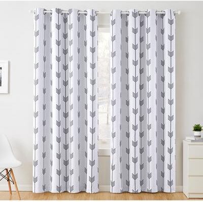 HLC.me Arrow Thermal Room Darkening Blackout Energy Efficient Window Curtain Grommet Panels - Set of 2