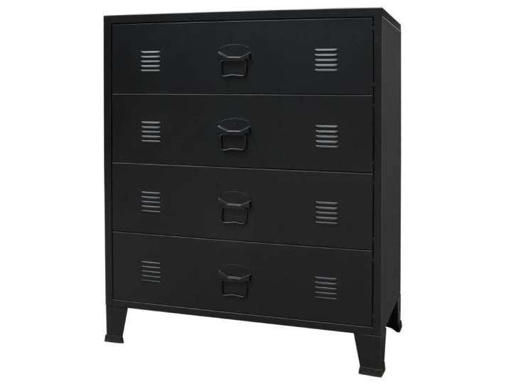 Commode - Métal - Style Industriel - 4 tiroirs - 78 x 40 x 93 cm - Noir