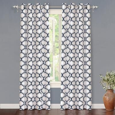 DriftAway Geo Trellis Room Darkening Grommet Top Window Curtain Panel Pair
