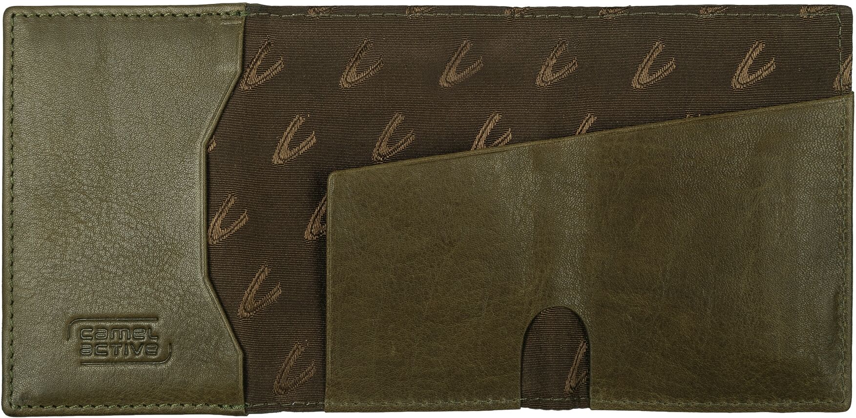 Kartenetui CAMEL ACTIVE "Thunder", Damen, braun (khaki), Leder, clean, gepflegt, Basic, Kleinlederwaren, Leder-Herrenbörse mit Kartenschieber, Magnethalterung und RFID-Schutz