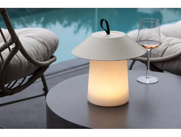 Outdoor-Tischlampe „Eloura“ – in Beige und Schwarz mit 3 Helligkeitsstufen - Beige - Luxusbetten24