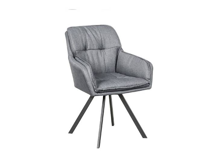 Licht-Erlebnisse Drehstuhl LIBYA, Grau Schwarz Stoff Metall B: 63 cm drehbar ohne Rollen