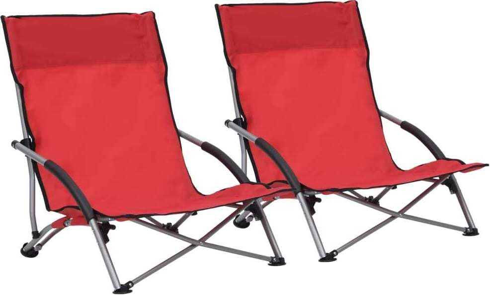 The Living Store Opklapbare strandstoelen, 2 stuks, rood
