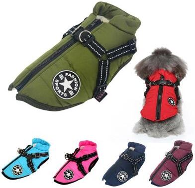 Uplifted Goods Large Pet Dog Jacket With Harness black m