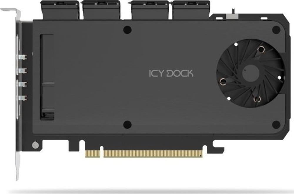 Icy Dock MB204MP-1B Adapterkaart voor 4 x M.2 NVMe SSD Mobile Rack
