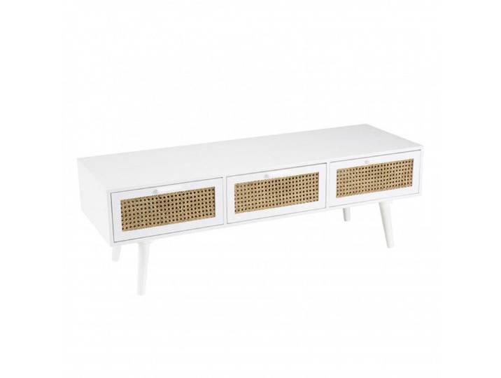 MACABANE SANDRO - Meuble TV blanc 3 tiroirs cannage naturel SANDRO