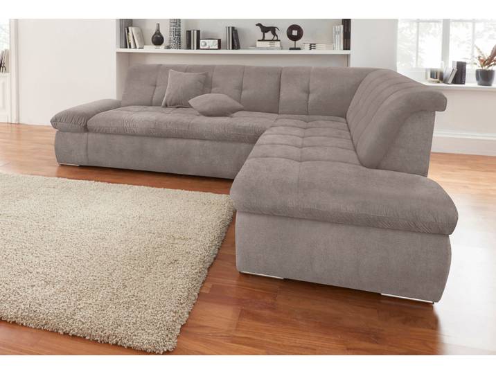 Ecksofa DOMO COLLECTION MORIC Massiv - Belastbar bis 140 kgxSitz, hochwertig & komfortabel , grau (taupe), B:273cm H:80cm T:216cm, Chenille (85% Polyester, 15% Acryl), Sofas, Ecksofa, XXL, L-Form, inkl. Zierkissen