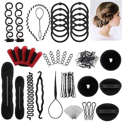 53 stücke haar styling set haar design styling werkzeuge zubehör diy haar zubehör haar modellierung werkzeug kit friseur kit set magische haarbrötchen maker former
