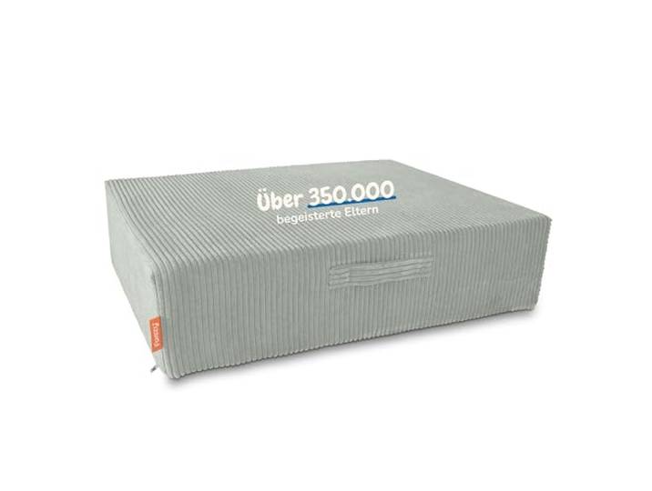Funzy Hüpfpolster für Kinder – Hüpfmatratze mit Taschenfederkern, Sicherer & leiser Hüpfspaß, Cord-Bezug, Waschbar & Schadstofffrei, Für Motorik und Bewegung, Cord Salbei Grün, 85x65x21 cm