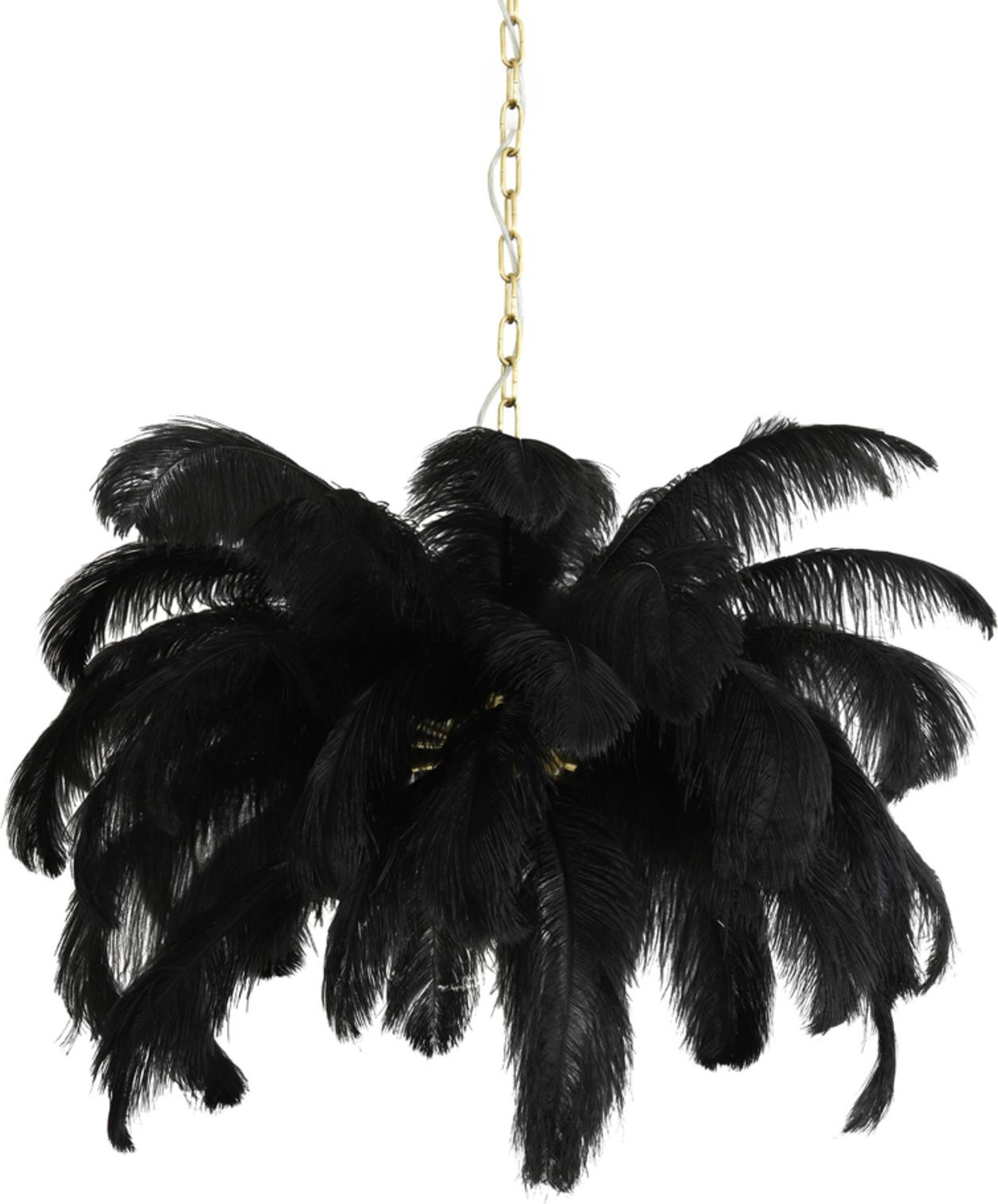 Light & Living Feather hanglamp met veren in zwart, Ø 80 cm