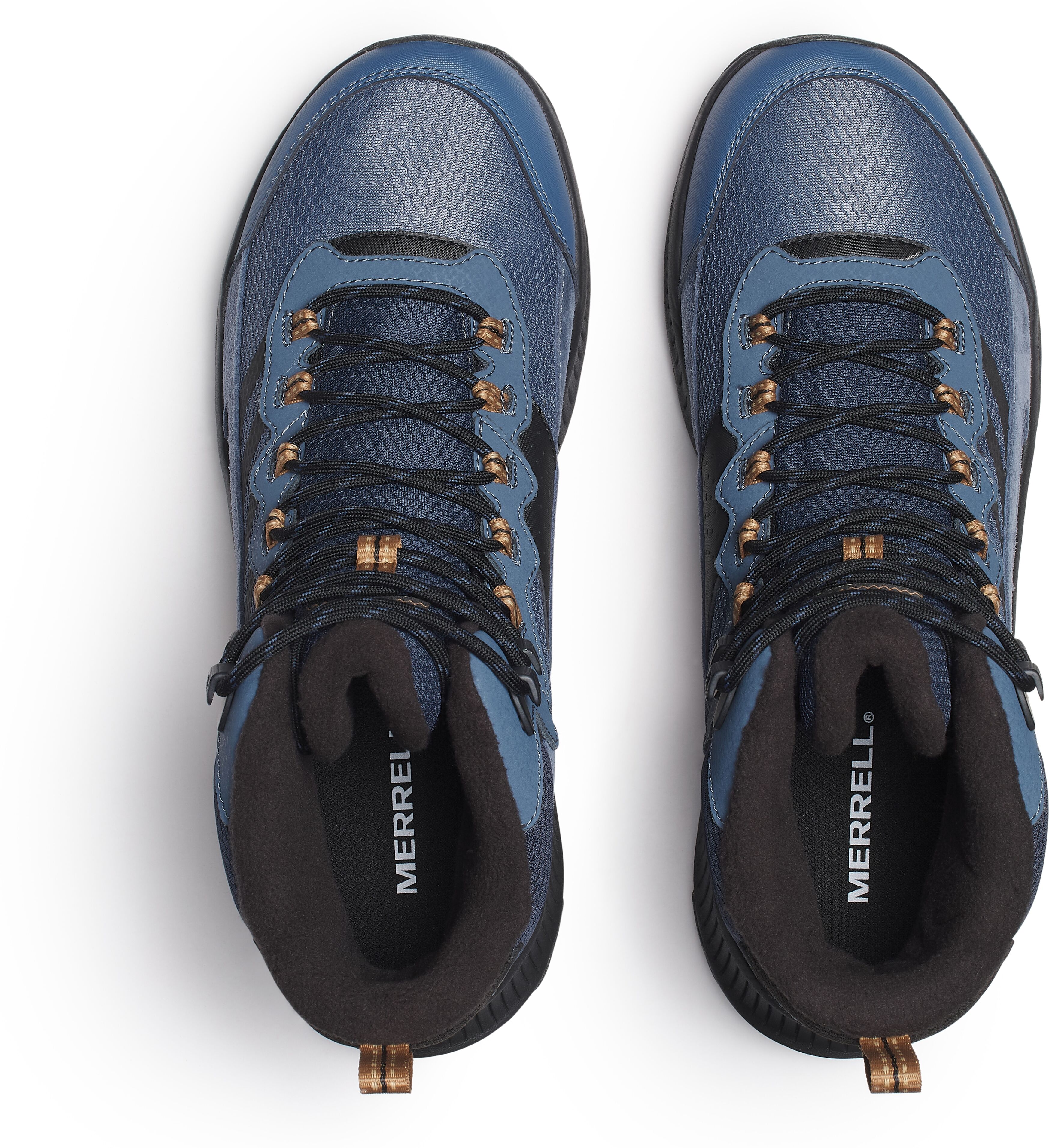 Wanderschuh MERRELL "SPEED STRIKE 2 THERMO MID WP", Herren, Gr. 44,5, Synthetik, blau (thunder), Schuhe Wanderschuh thunder 44,5, Synthetik
