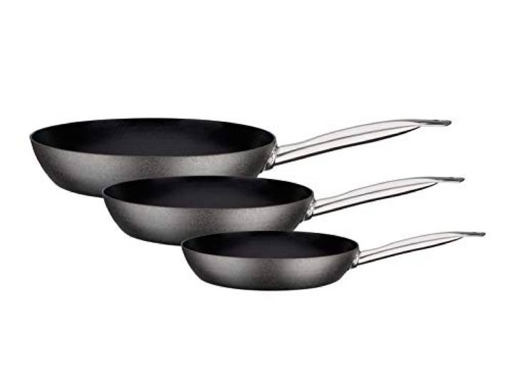 GSW 166652 Pfannen-Set Avanti 3-tlg, Karbonstahl, Edelstahl rostfrei, schwarz