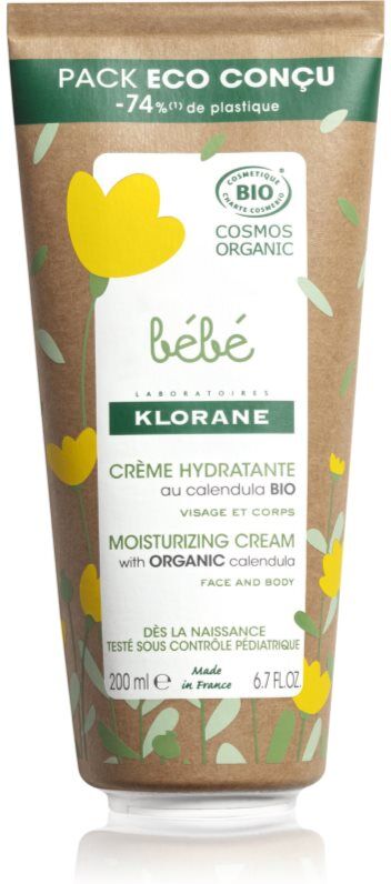 Klorane Bébé Calendula crème hydratante pour la peau de l'enfant s BIO měsíčkem lékařským 200 ml