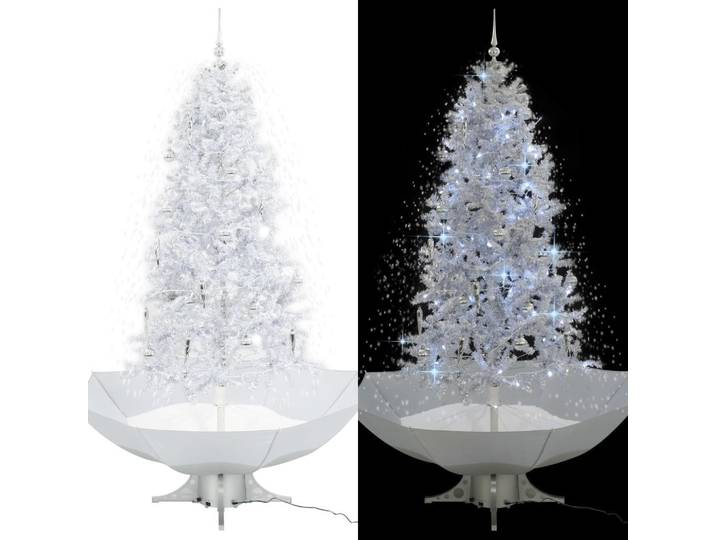 vidaXL Weihnachtsbaum Schneiender Mit Schirmfuss Weiss 190 Cm, Weiß, Kunststoff, 190 cm, Dekoration, Weihnachtsdekoration, Christbäume & Zubehör