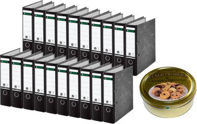 LEITZ® Ordner 1080, DIN A4, 80 mm, schwarz + gratis 1 Dose Buttercookies