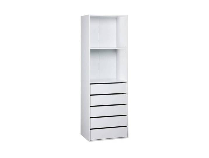 Module dressing avec 5 tiroirs et 2 étagères. blanc. panneaux stratifiés