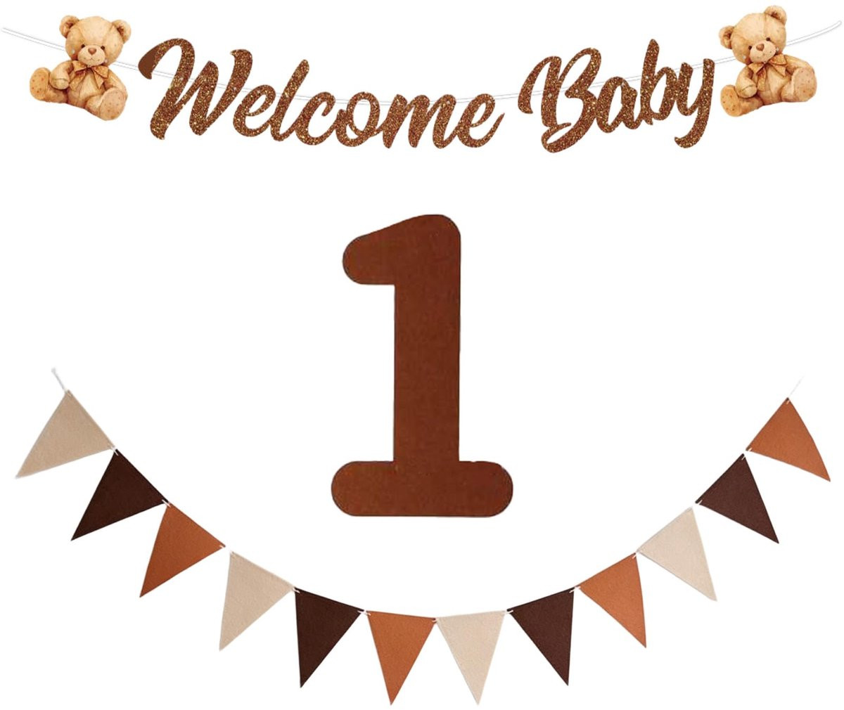 Welcome Baby Decoratie voor 1e Verjaardag en Baby Shower met Beer Thema Slinger