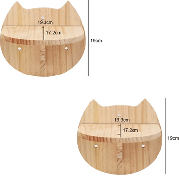 Inspire Curations SkyPaws Wall Mounted Cat Climbing & Hammock Set 2pcs Cat Face