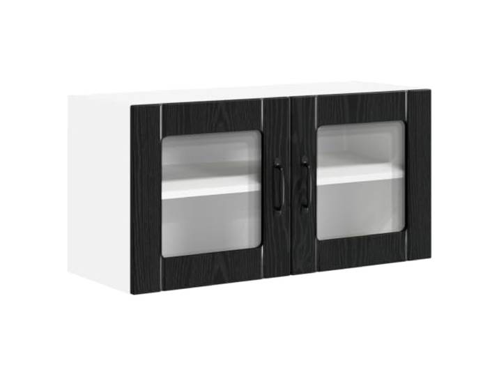 IBUQDDV Wandglas-Schrank Lucca Schwarze Eiche 80 x 31 x 40 cm Holzwerkstoff Rahmen, rechteckig, Innenbereich, robuste Konstruktion, moderne Ästhetik