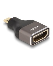 Delock HDMI Adapter Micro-D Stecker zu A Buchse 8K 60 Hz grau Metall Digital/Display/Video (60079)