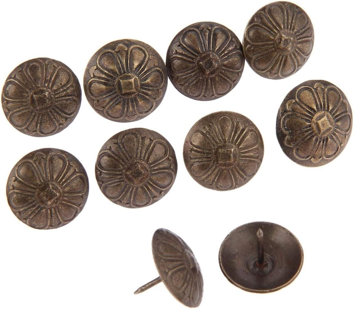 20 stuks Decoratieve Meubelspijkers met Antieke Uitstraling - Antiek brons - 19 x 15 mm