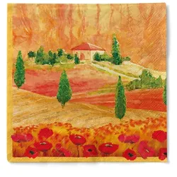 Sovie HORECA Serviette Lombardia in terrakotta aus Tissue 33 x 33 cm, 100 Stück - Landschaft Toskana