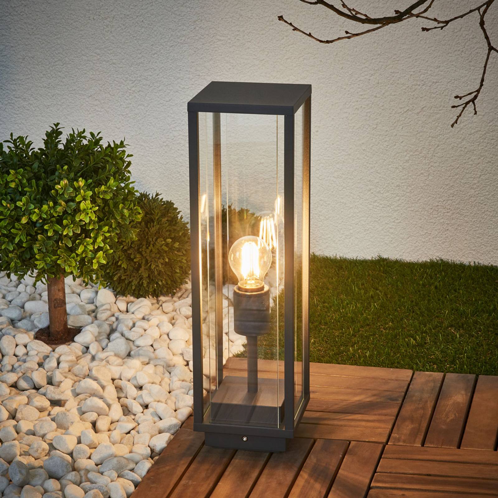 Pillar Light Annalea Lucande, Black, Aluminium, Modern, Outdoor lights