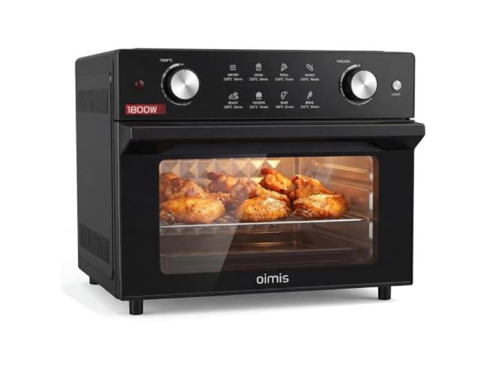 Heißluftfritteuse 30-230℃, 30L 1800W, 8-in-1 Airfryer mit Deutsche Rezepte Abnehmbare Glastür, 1800 W, 360°Heißluftzirkulationstechnologie, 8 Programme, Multifunktions-Backofen，Heißluftfritteuse Pizza