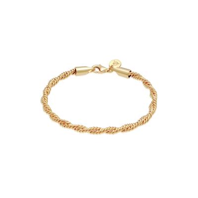 Armband ELLI PREMIUM "Kordel Gedreht Elegant Basic 925 Silber" Gr. 16, gold, Armbänder, Damen, 16cm, ohne Stein, Silber 925 (Sterlingsilber), Armband