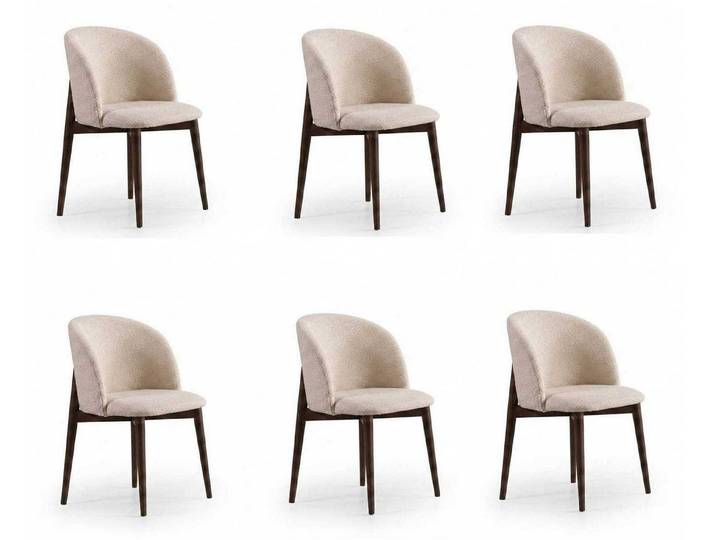 JVmoebel Sitzgruppe Esszimmerstuhl Set Beige Modern Luxus Polsterstuhl Stuhl Holz, (6-tlg., 6-tlg)