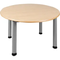 Rundtisch mit Rundrohrfuß von 60 mm, Melaminplatte mit ABS-Kante