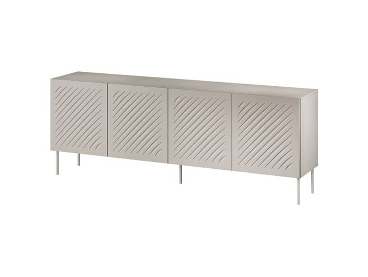 Buffet design en bois beige 200 cm 4 portes avec motifs