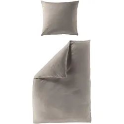 Bettwäsche Mako-Satin taupe ( 155x220cm, mit 1 Kissen) - 135x200cm, mit 1 Kissen