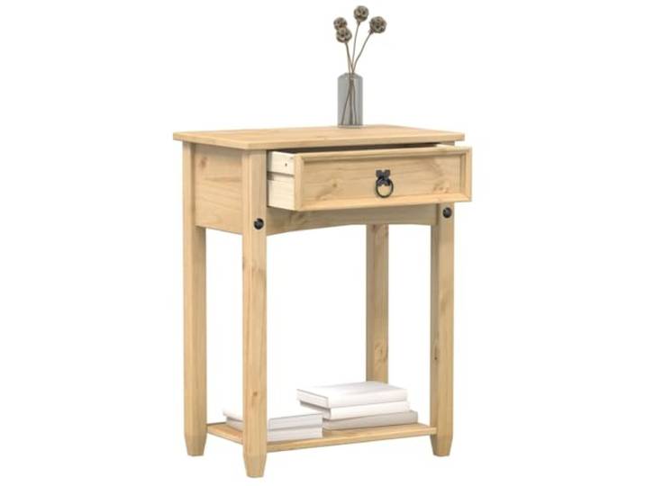 Konsolentisch Massivholz Kiefer 55x35x73 cm mit Schublade und Ablage Massivholz Kiefer, Metallgriff, Wandhalterung inklusive, rustikale Optik, für Flur und Wohnraum