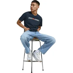 Jack & Jones T-Shirt Corp mit Schriftzug in Dunkelblau-XS