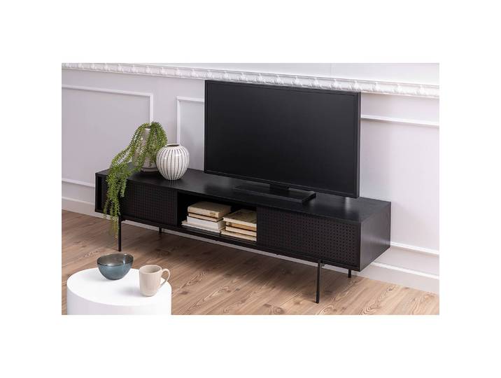 TV-Lowboard Crandon Korpus: MDF Mitteldichte Holzfaserplatte , beschichtet Front & Gestell: Eisen, pulverbeschichtet Schwarz 180cm
