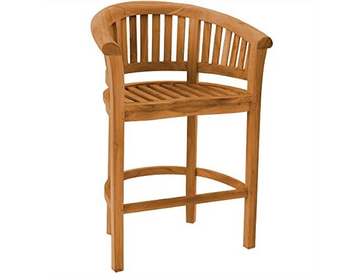 Teako Design Barhocker Avellino Teak Massivholz Barstuhl Bananenstuhl Tresenhocker wetterfest stabil und robust Teakholz