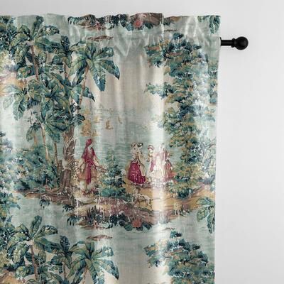The Tailors's Bed Countryside Antique Green Pole Top Drapery Panel