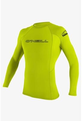 O'Neill Basic Skins 50+ Long Sleeves Rash Guard in Lime, Size 12