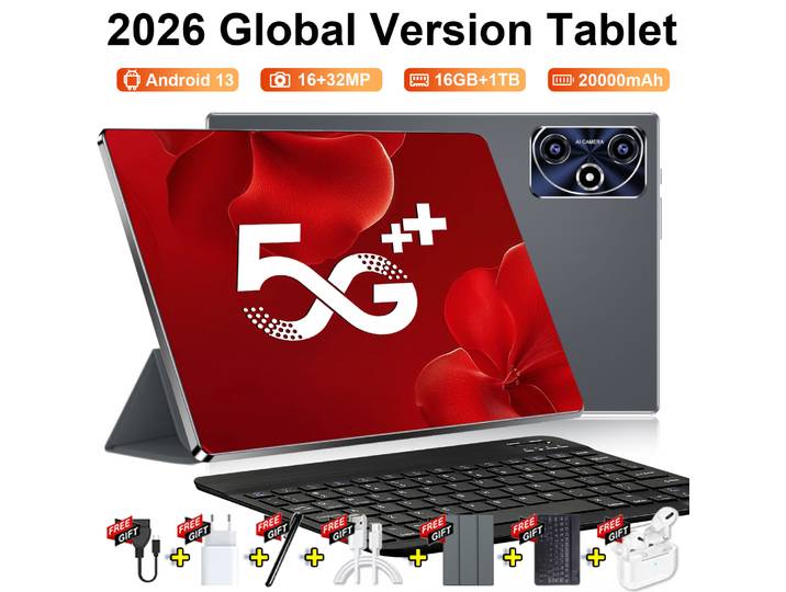 Tablette WiFi 10,36 pouces Version Globale 20000 mAh 14 cœurs 16 Go + 1 To Double SIM 5G Android 13 Tablette de Jeu GPS BT Caméra 16+32MP