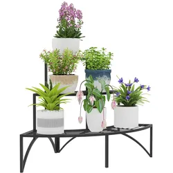 Outsunny Pflanzenständer 3-Etagen, Blumenständer für Innen Außen, Pflanzenregal